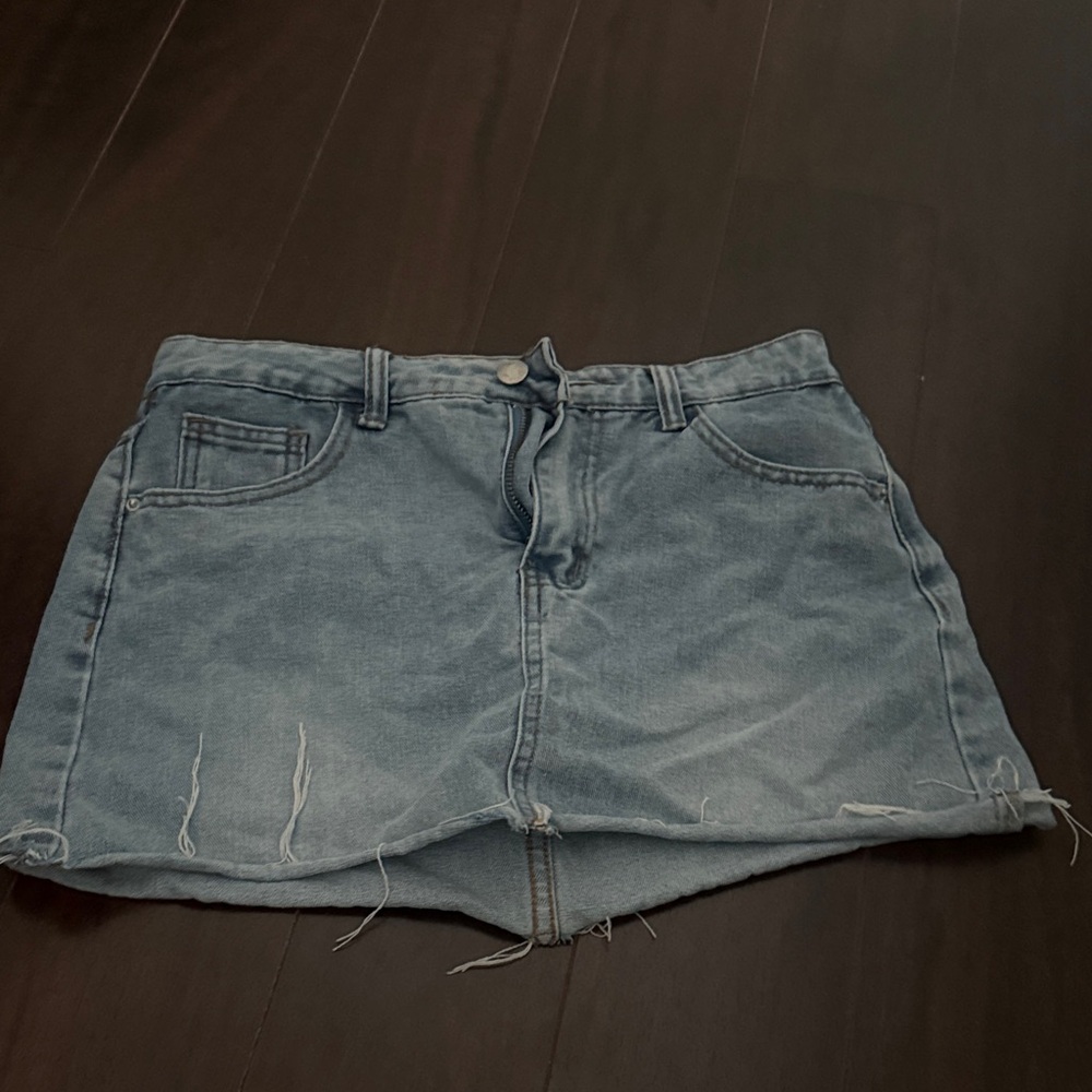 Denim Mini Skirt in Light Blue
